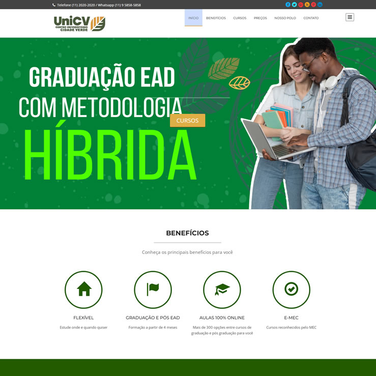 Site UniCV Centro Universitário Cidade Verde